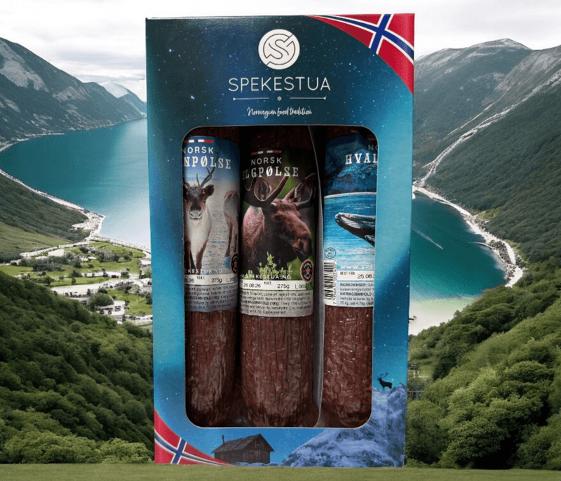 Norsk spekepølser i gaveeske